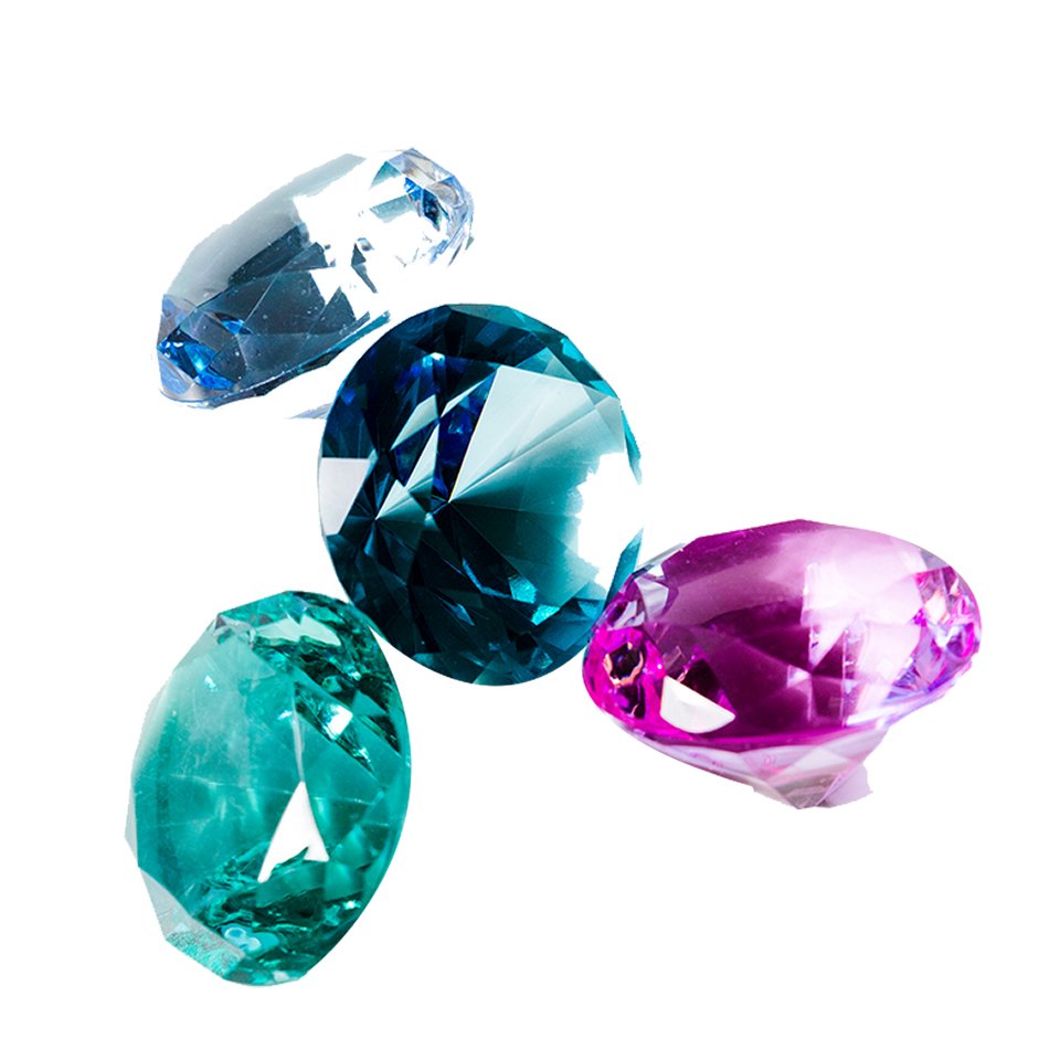 4 precious gemstones in different colour