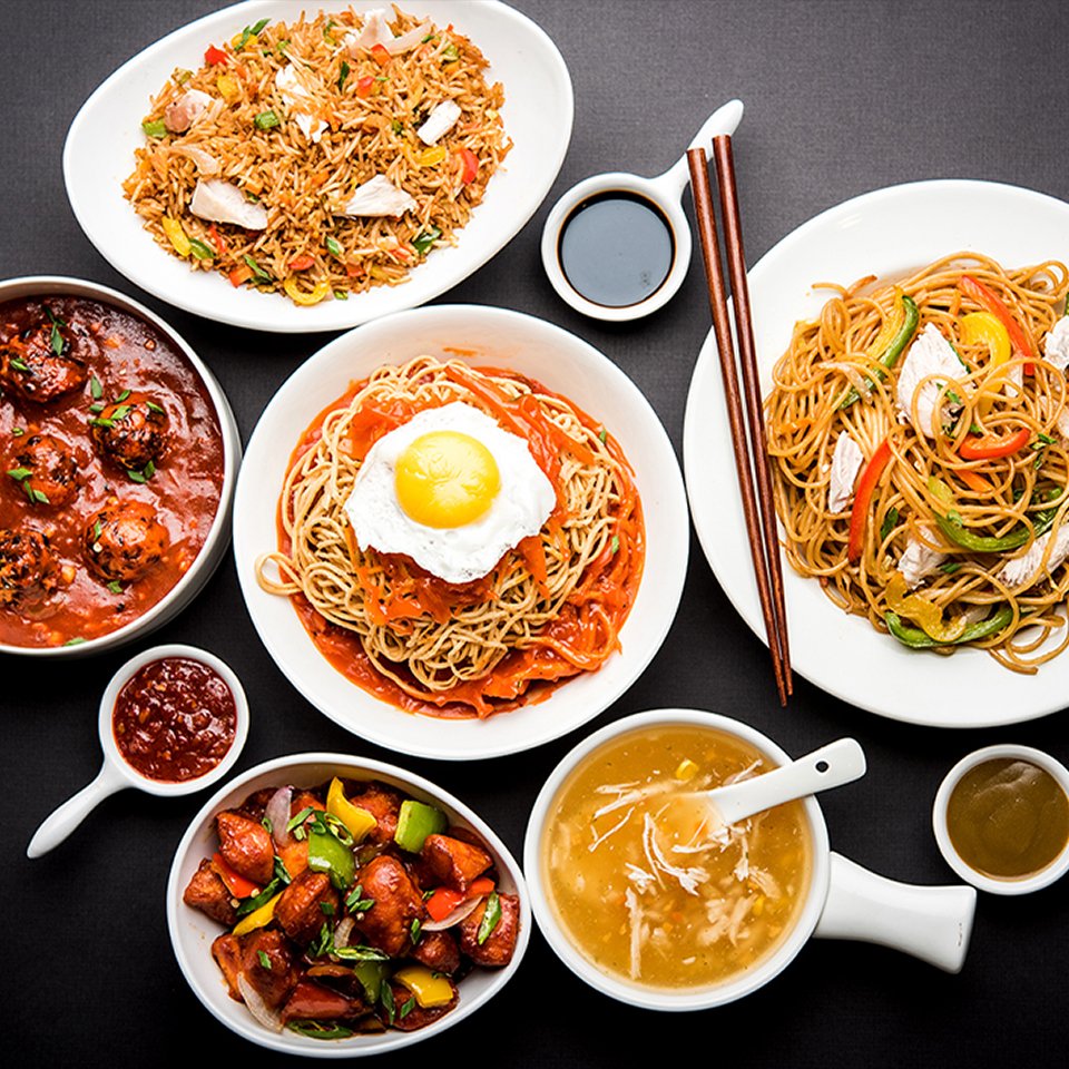 Chinese food noodles, soup, and fried rice home delivery