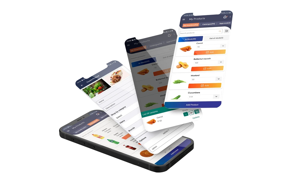 nextclick shopping app user interface in phone